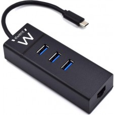 Ewent USB 3.1 Hub 3-Poorts + Ethernet naar USB-C
